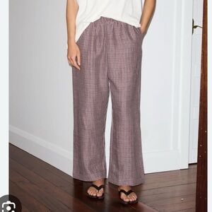 Deiji Linen Ease Trouser in Russet Check